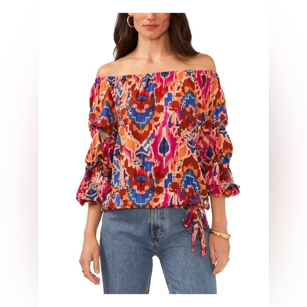 Vince Camuto Beautiful Colorful Patterned Chic Women's Top Size Small
